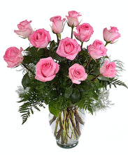 Load image into Gallery viewer, Dozen roses in a vase