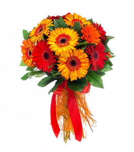 Orange and red bouquet toronto